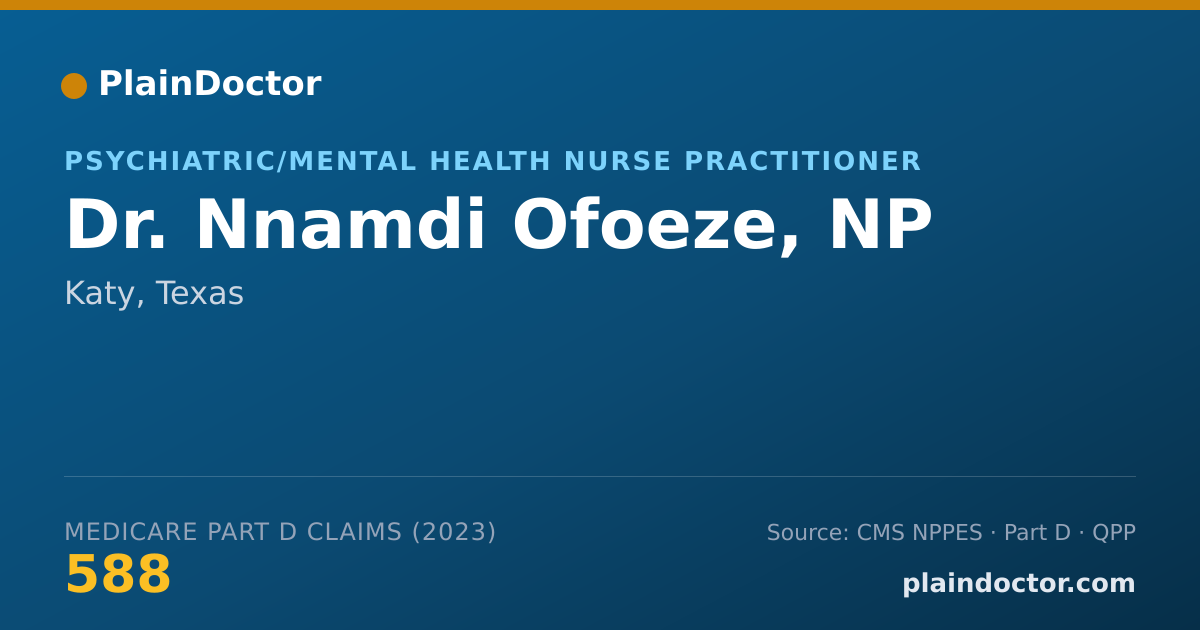 Shareable card for Nnamdi Ofoeze, NP - Psychiatric/Mental Health Nurse Practitioner, Katy, TX