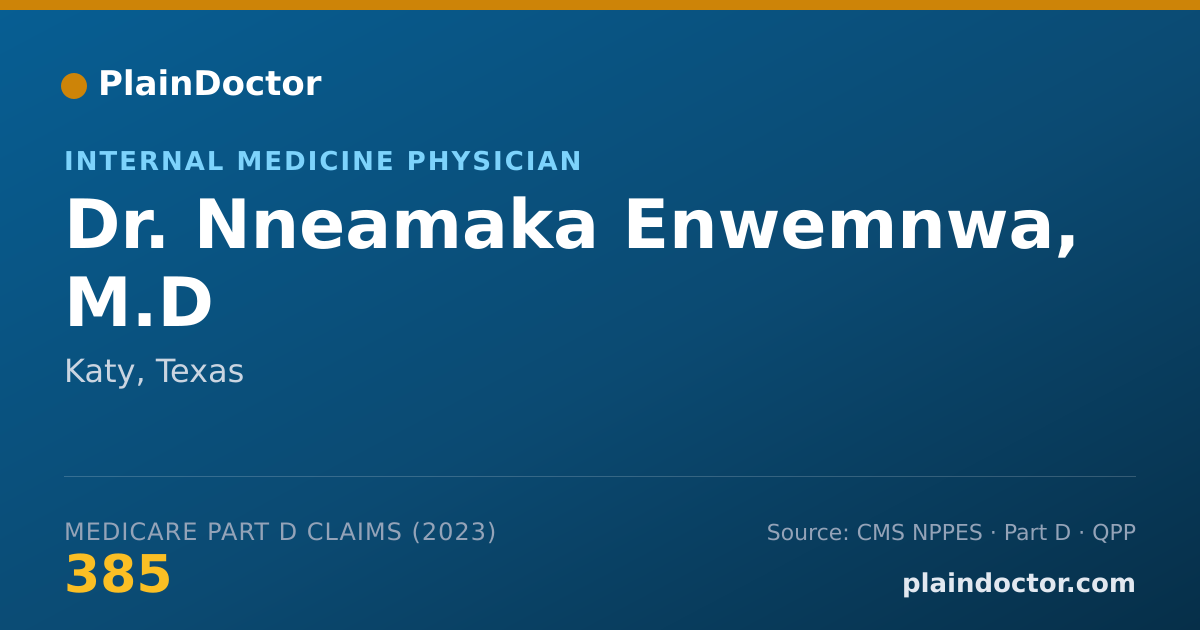 Shareable card for Nneamaka Enwemnwa, M.D - Internal Medicine Physician, Katy, TX
