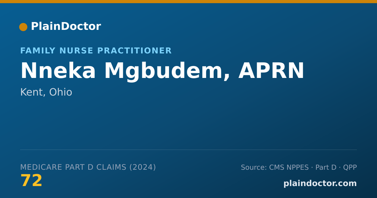 Shareable card for Nneka Mgbudem, APRN - Family Nurse Practitioner, Kent, OH