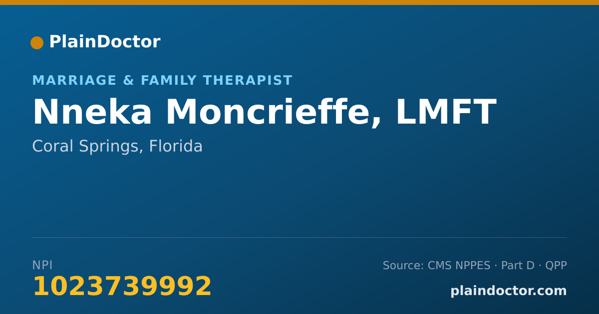 Shareable card for Nneka Moncrieffe, LMFT - Marriage & Family Therapist, Coral Springs, FL