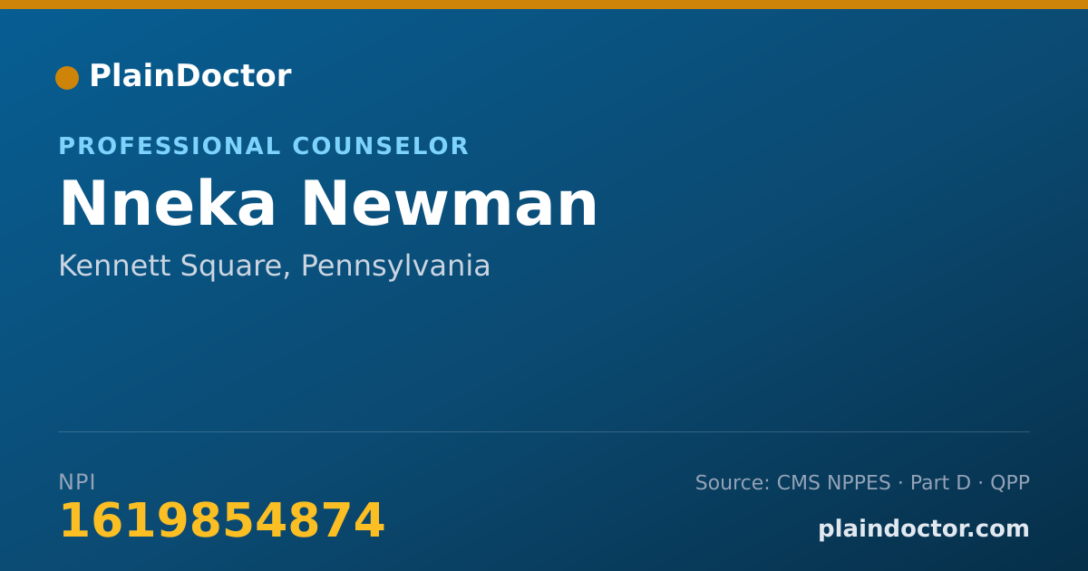 Shareable card for Nneka Newman - Professional Counselor, Kennett Square, PA