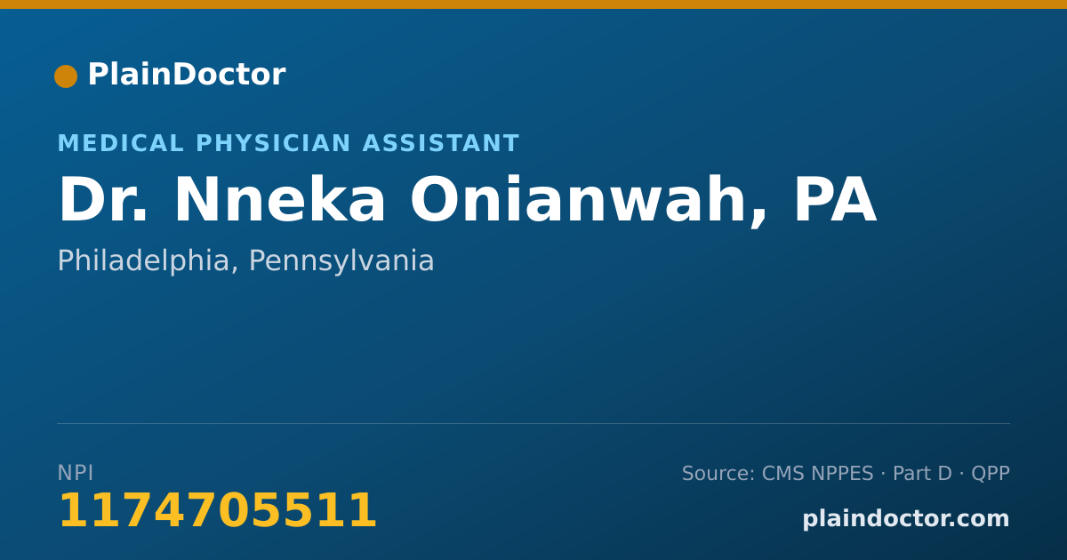 Shareable card for Nneka Onianwah, PA - Medical Physician Assistant, Philadelphia, PA
