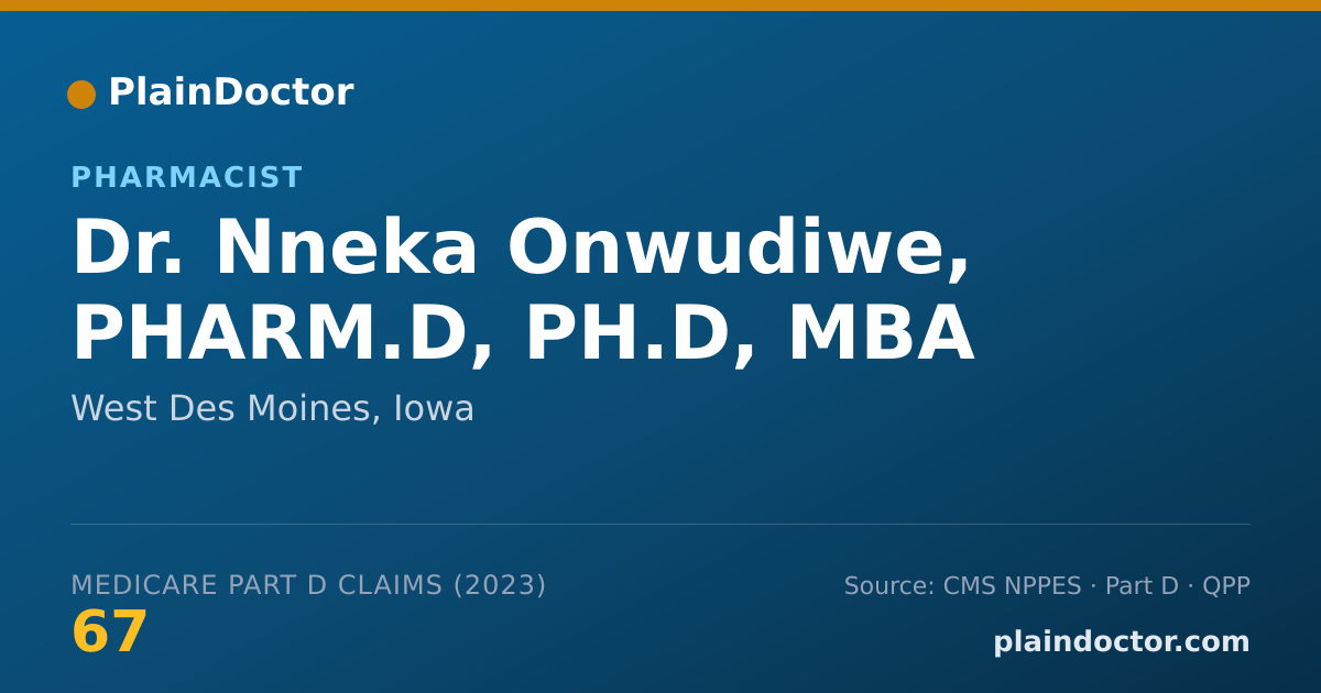 Shareable card for Nneka Onwudiwe, PHARM.D, PH.D, MBA - Pharmacist, West Des Moines, IA