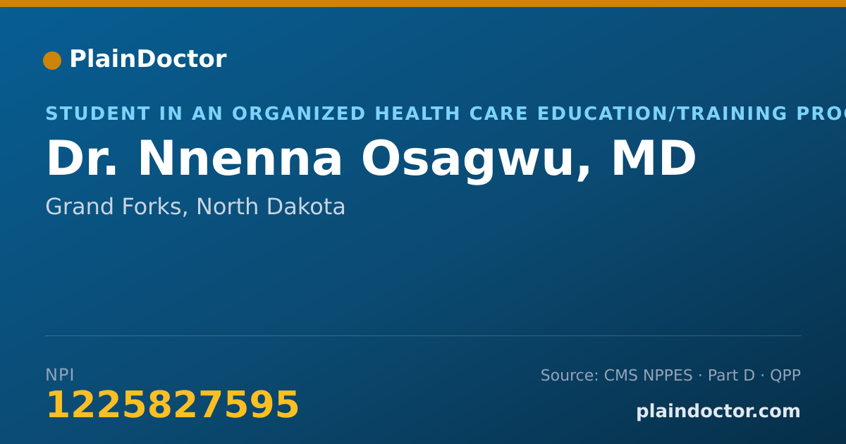 Shareable card for Nnenna Osagwu, MD - Student in an Organized Health Care Education/Training Program, Grand Forks, ND