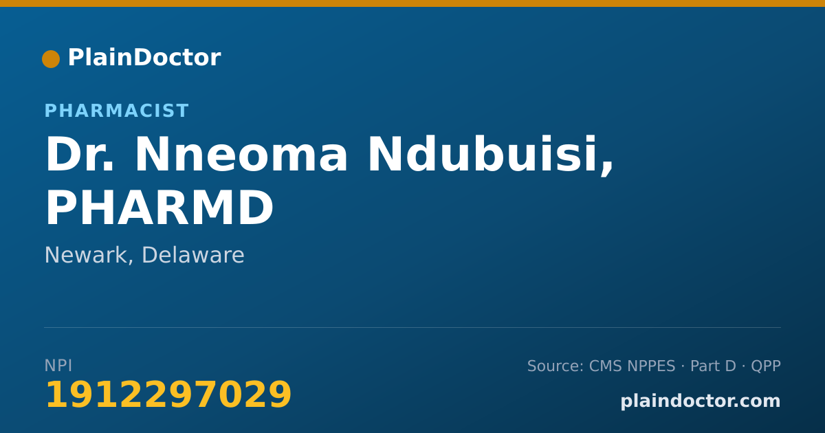 Shareable card for Nneoma Ndubuisi, PHARMD - Pharmacist, Newark, DE