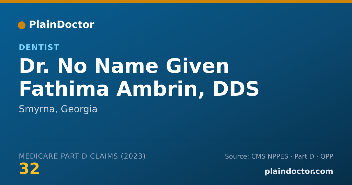 Shareable card for No Name Given Fathima Ambrin, DDS - Dentist, Smyrna, GA