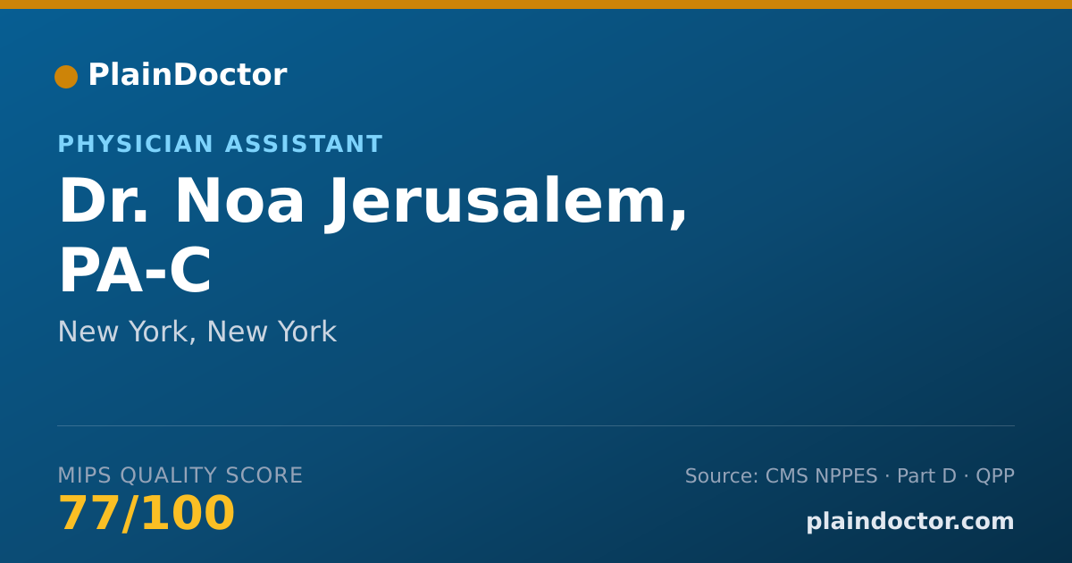 Shareable card for Noa Jerusalem, PA-C - Physician Assistant, New York, NY