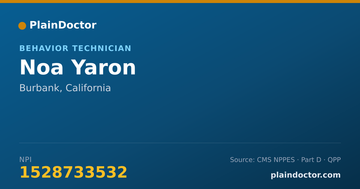 Shareable card for Noa Yaron - Behavior Technician, Burbank, CA