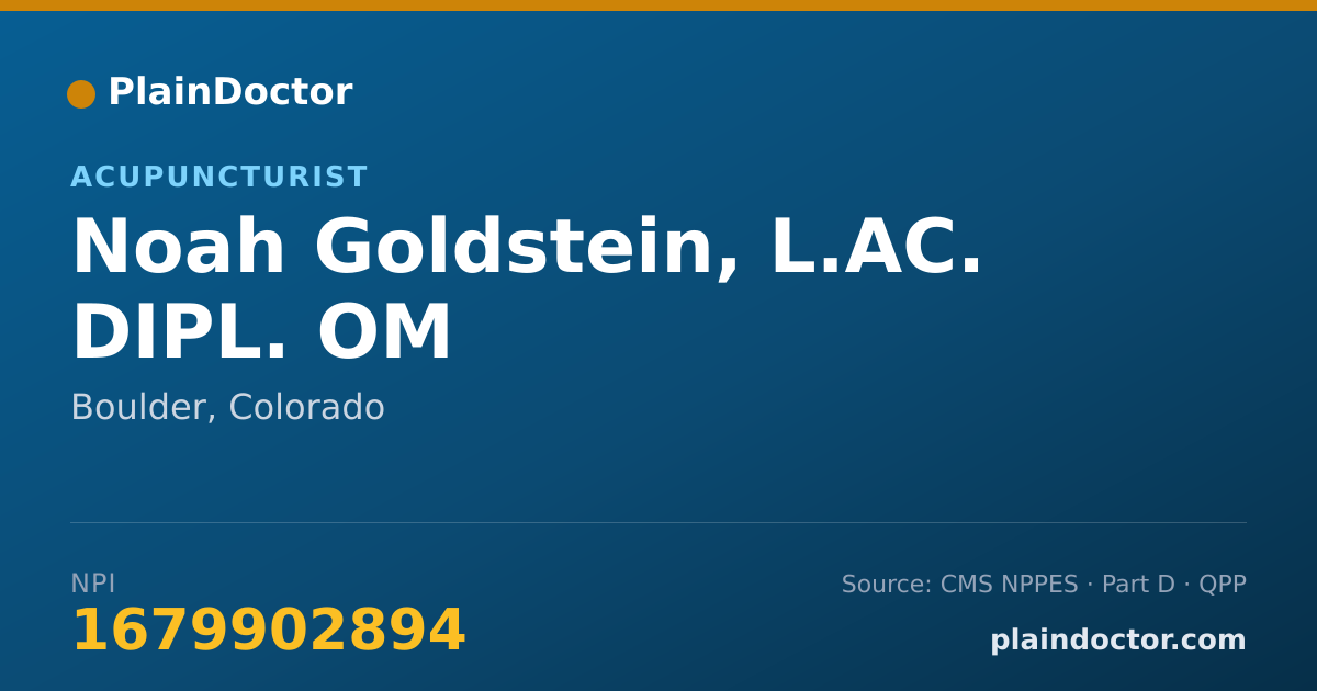 Shareable card for Noah Goldstein, L.AC. DIPL. OM - Acupuncturist, Boulder, CO