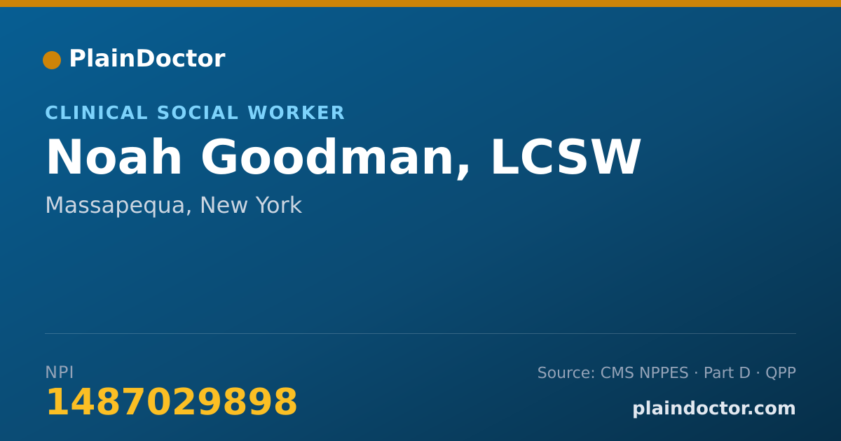 Shareable card for Noah Goodman, LCSW - Clinical Social Worker, Massapequa, NY