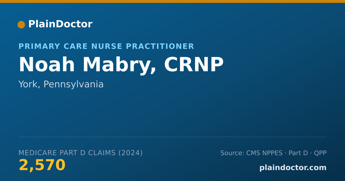 Shareable card for Noah Mabry, CRNP - Primary Care Nurse Practitioner, York, PA