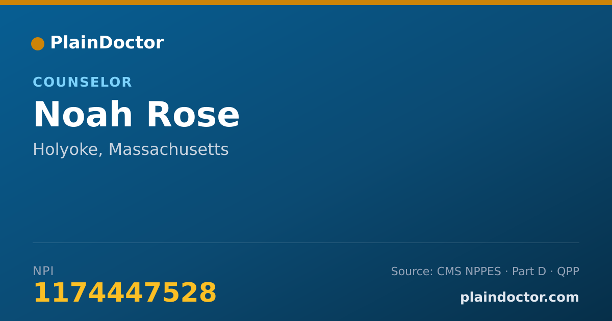 Shareable card for Noah Rose - Counselor, Holyoke, MA