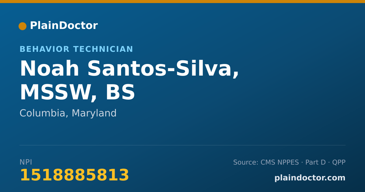 Shareable card for Noah Santos-Silva, MSSW, BS - Behavior Technician, Columbia, MD