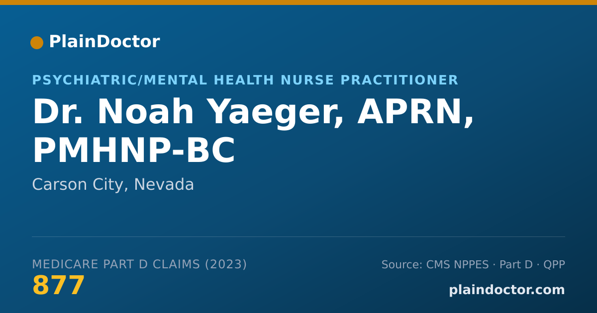 Shareable card for Noah Yaeger, APRN, PMHNP-BC - Psychiatric/Mental Health Nurse Practitioner, Carson City, NV