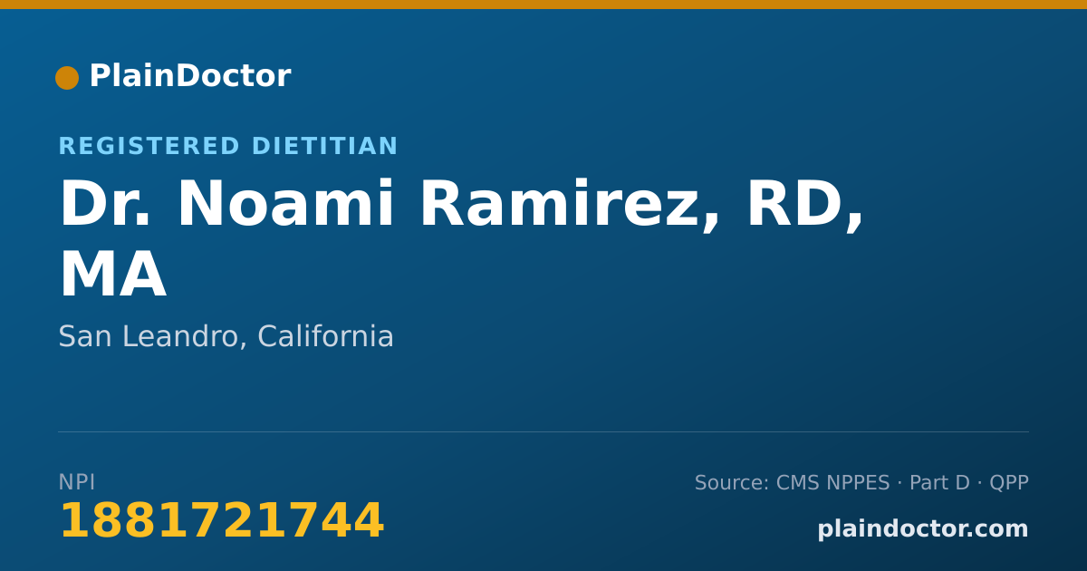 Shareable card for Noami Ramirez, RD, MA - Registered Dietitian, San Leandro, CA