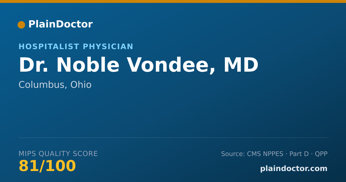 Shareable card for Noble Vondee, MD - Hospitalist Physician, Columbus, OH