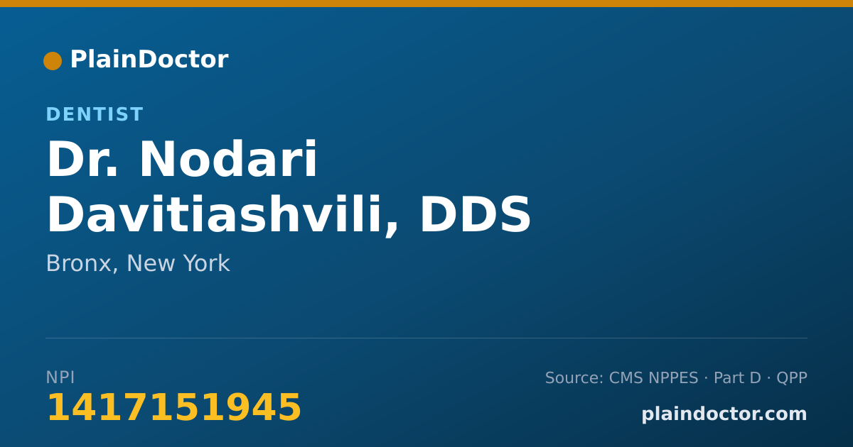 Shareable card for Nodari Davitiashvili, DDS - Dentist, Bronx, NY
