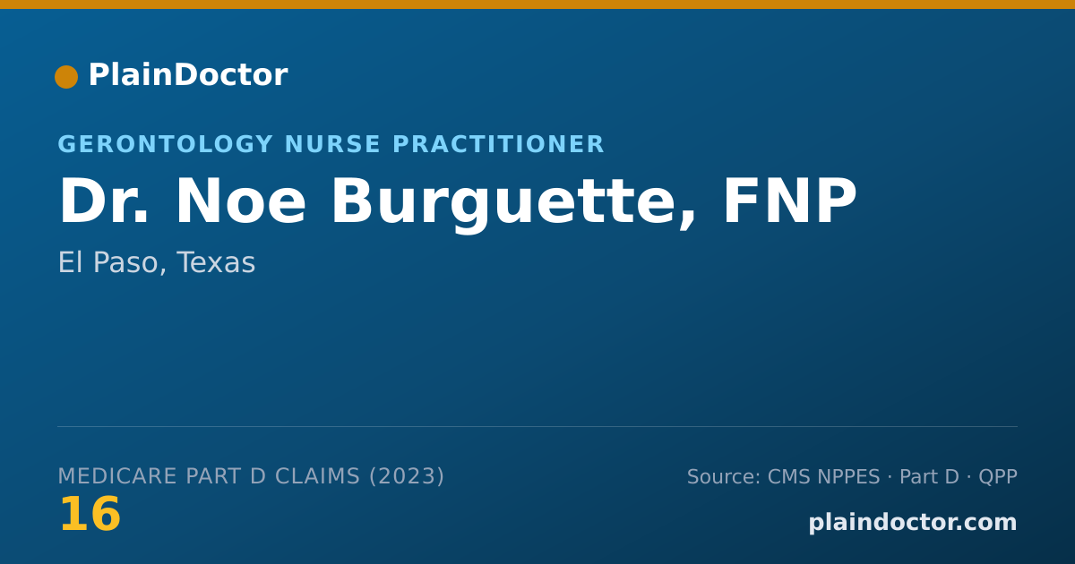 Shareable card for Noe Burguette, FNP - Gerontology Nurse Practitioner, El Paso, TX