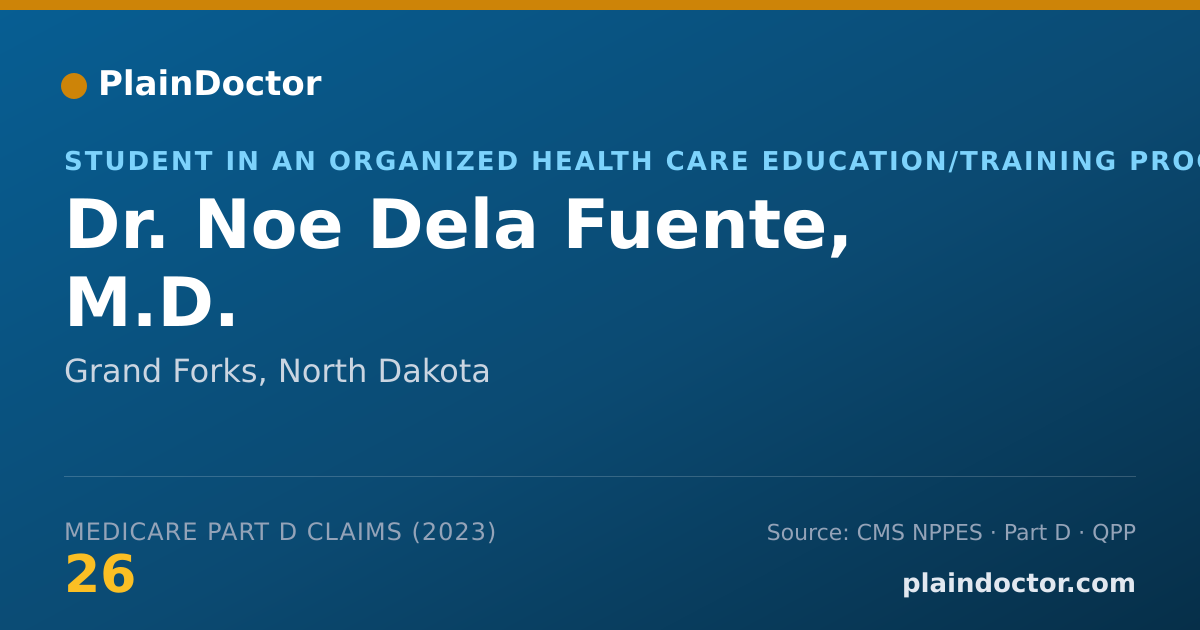 Shareable card for Noe Dela Fuente, M.D. - Student in an Organized Health Care Education/Training Program, Grand Forks, ND