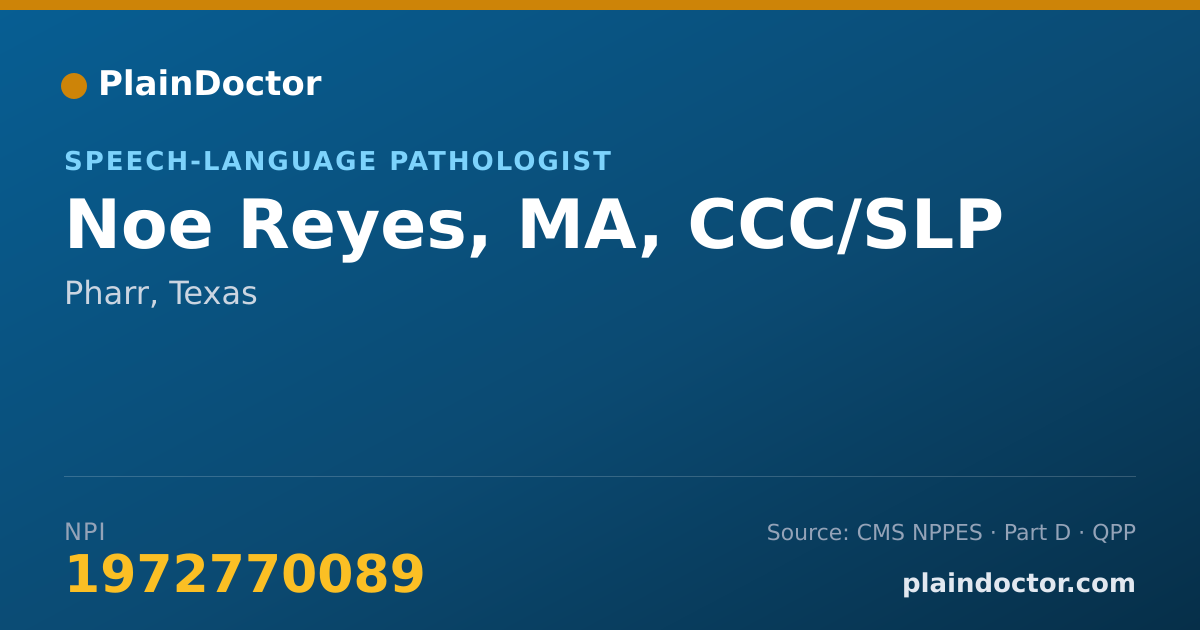 Shareable card for Noe Reyes, MA, CCC/SLP - Speech-Language Pathologist, Pharr, TX