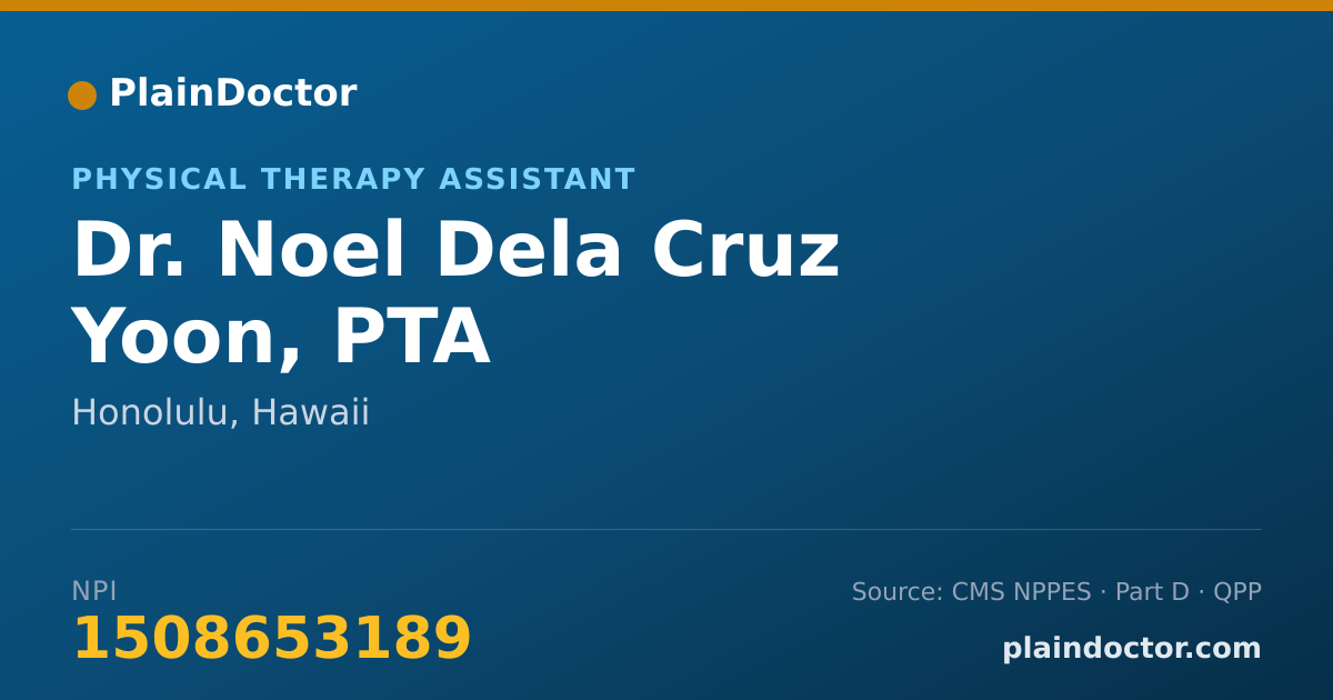 Shareable card for Noel Dela Cruz Yoon, PTA - Physical Therapy Assistant, Honolulu, HI