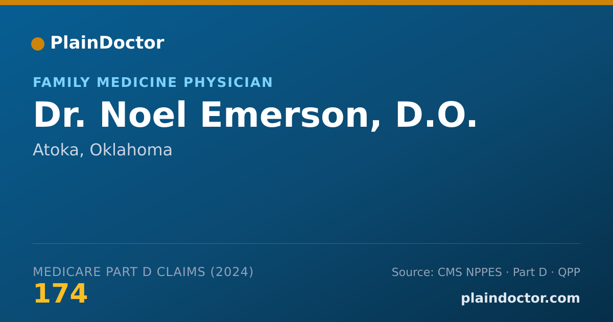 Shareable card for Noel Emerson, D.O. - Family Medicine Physician, Atoka, OK