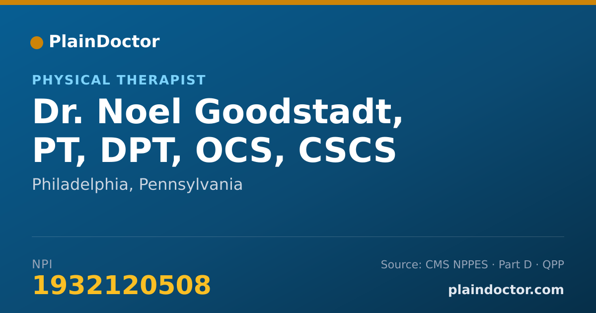 Shareable card for Noel Goodstadt, PT, DPT, OCS, CSCS - Physical Therapist, Philadelphia, PA