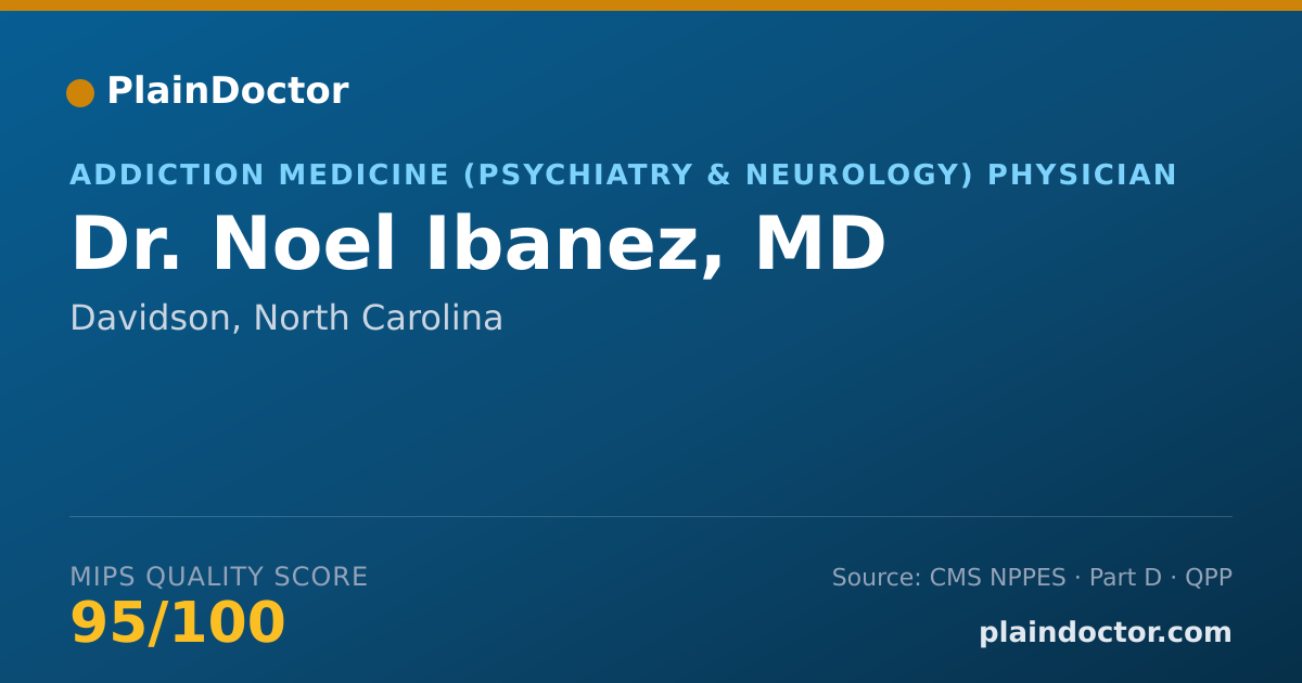 Shareable card for Noel Ibanez, MD - Addiction Medicine (Psychiatry & Neurology) Physician, Davidson, NC