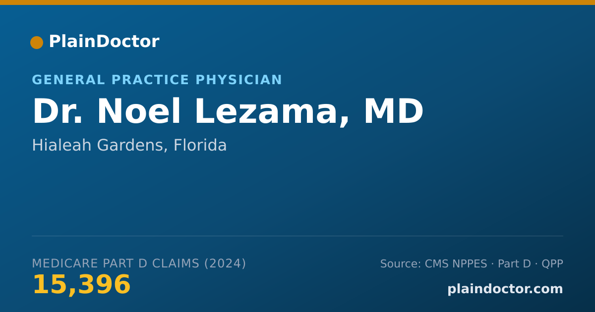 Shareable card for Noel Lezama, MD - General Practice Physician, Hialeah Gardens, FL