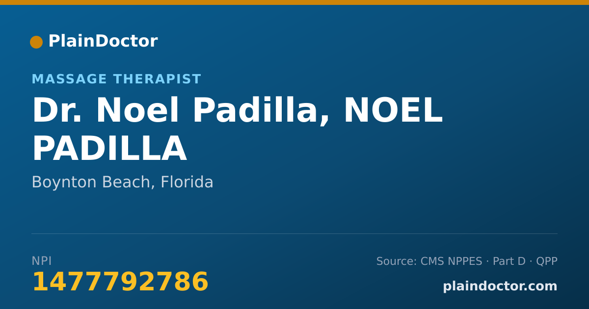 Shareable card for Noel Padilla, NOEL PADILLA - Massage Therapist, Boynton Beach, FL