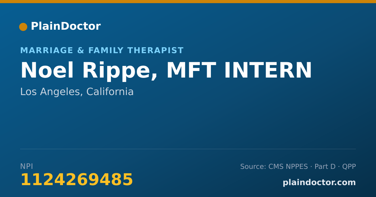 Shareable card for Noel Rippe, MFT INTERN - Marriage & Family Therapist, Los Angeles, CA