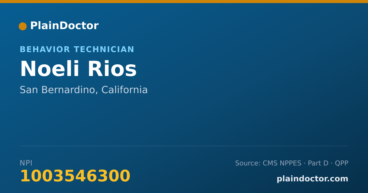 Shareable card for Noeli Rios - Behavior Technician, San Bernardino, CA