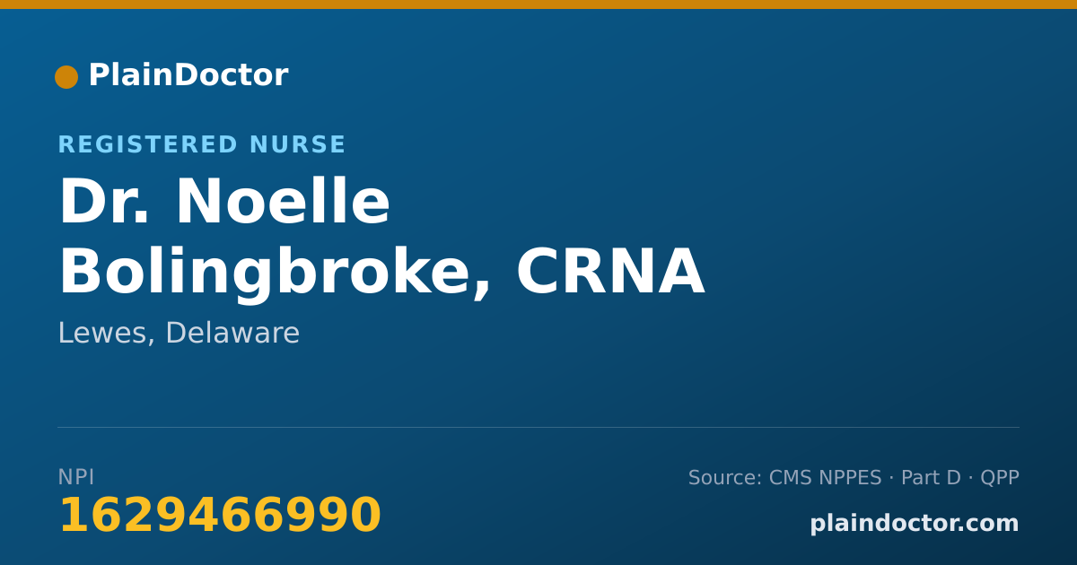 Shareable card for Noelle Bolingbroke, CRNA - Registered Nurse, Lewes, DE