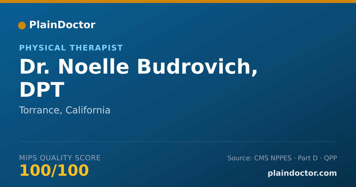 Shareable card for Noelle Budrovich, DPT - Physical Therapist, Torrance, CA