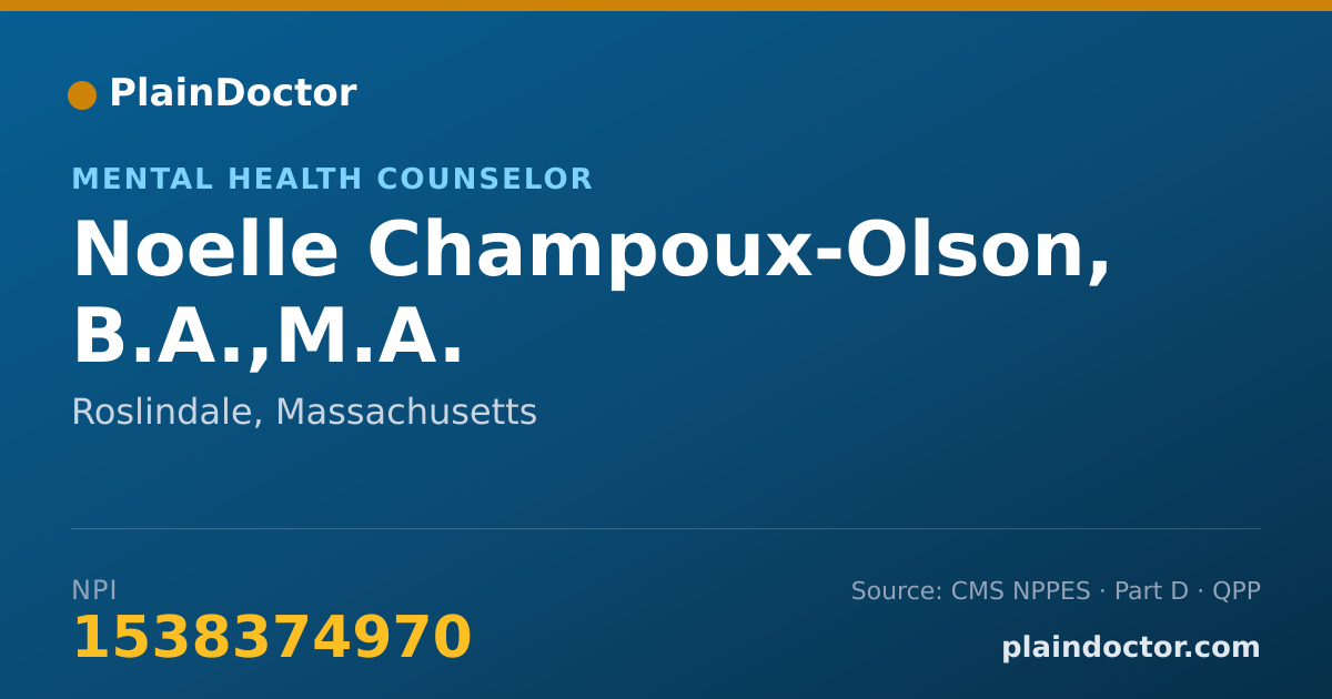 Shareable card for Noelle Champoux-Olson, B.A.,M.A. - Mental Health Counselor, Roslindale, MA