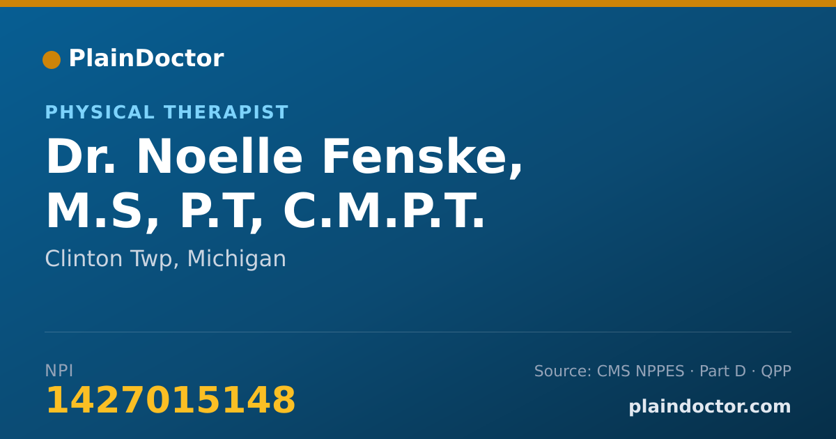 Shareable card for Noelle Fenske, M.S, P.T, C.M.P.T. - Physical Therapist, Clinton Twp, MI