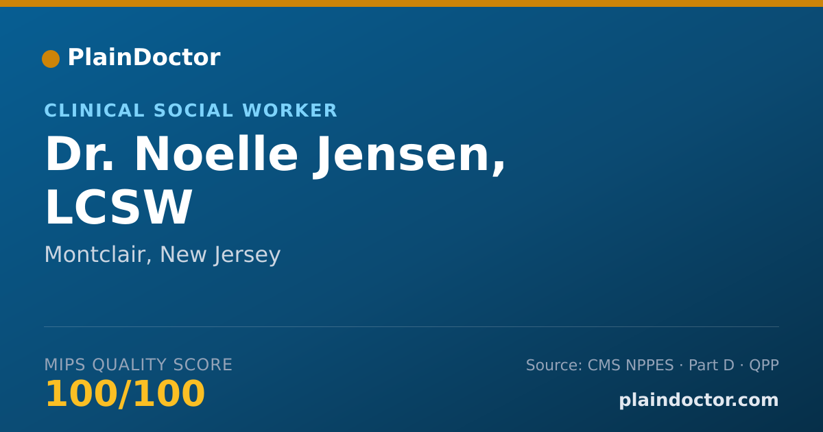 Shareable card for Noelle Jensen, LCSW - Clinical Social Worker, Montclair, NJ