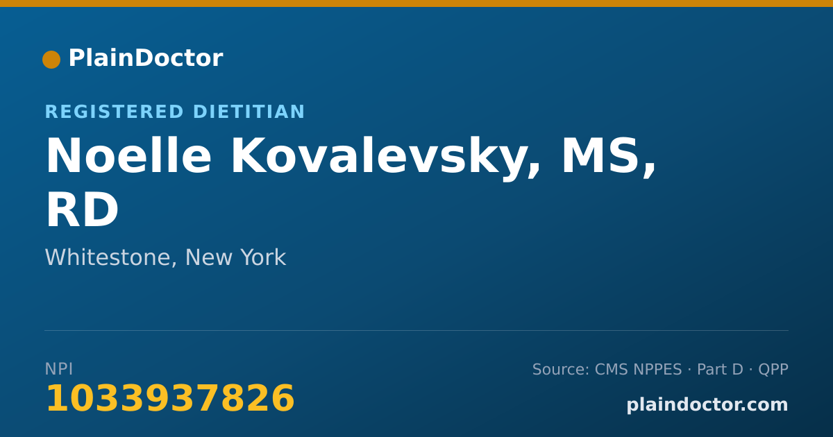 Shareable card for Noelle Kovalevsky, MS, RD - Registered Dietitian, Whitestone, NY