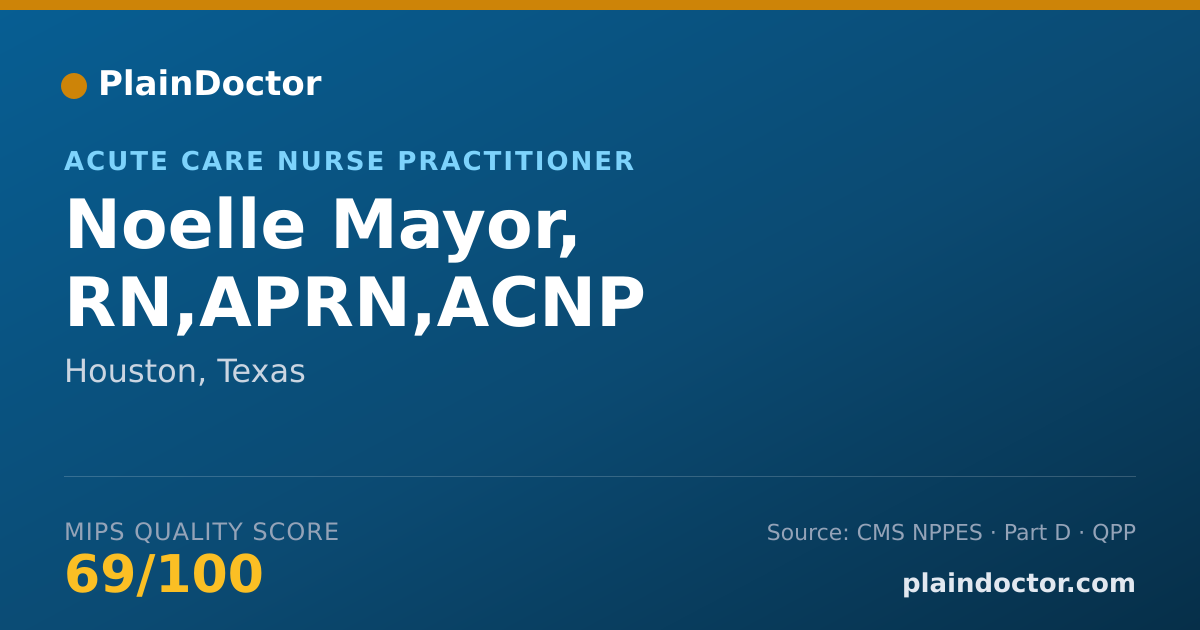 Shareable card for Noelle Mayor, RN,APRN,ACNP - General Practice Registered Nurse, Houston, TX