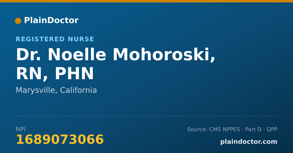 Shareable card for Noelle Mohoroski, RN, PHN - Registered Nurse, Marysville, CA