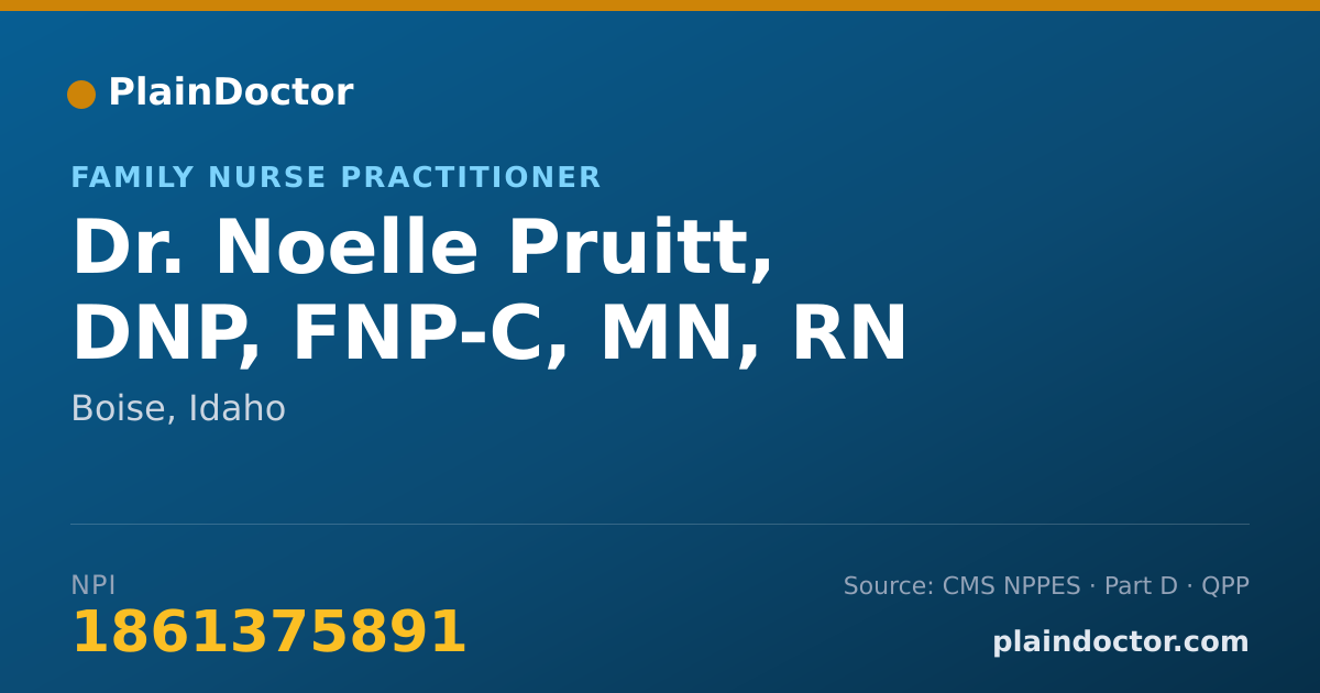 Shareable card for Noelle Pruitt, DNP, FNP-C, MN, RN - Family Nurse Practitioner, Boise, ID