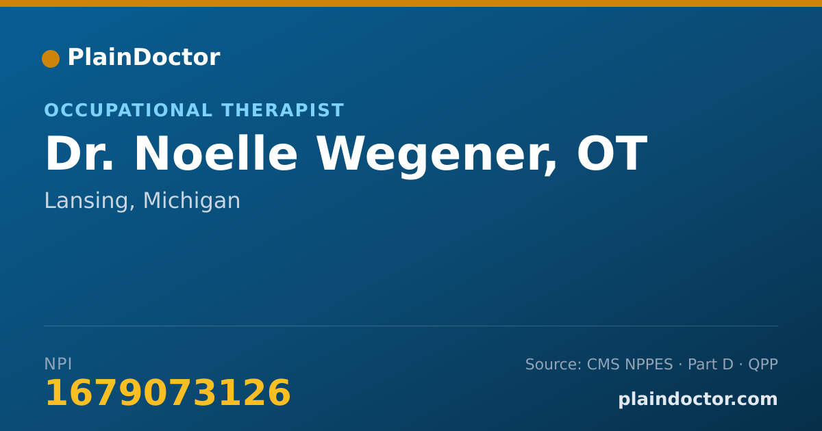 Shareable card for Noelle Wegener, OT - Occupational Therapist, Lansing, MI