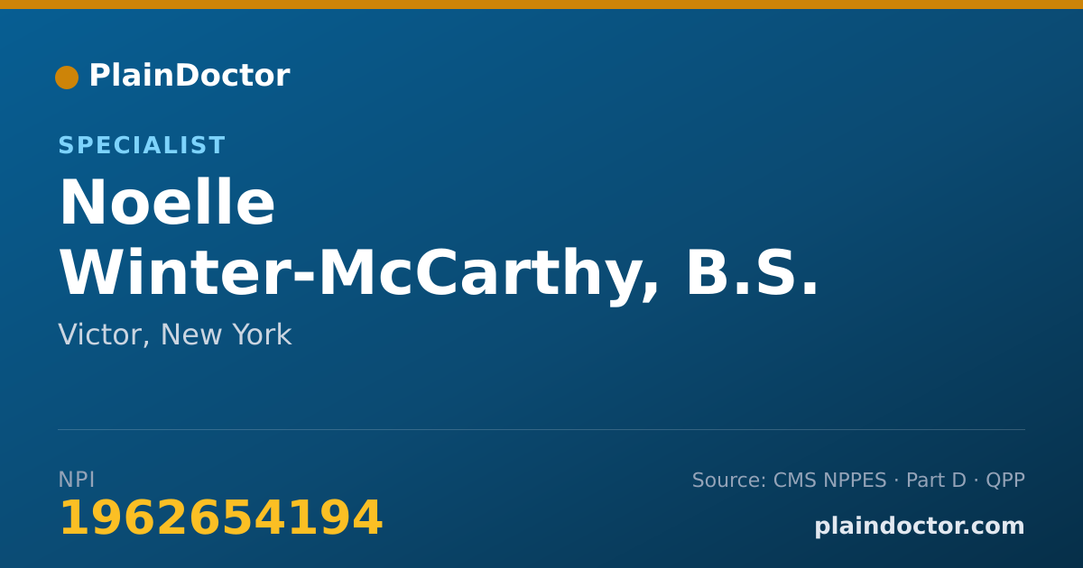 Shareable card for Noelle Winter-McCarthy, B.S. - Specialist, Victor, NY