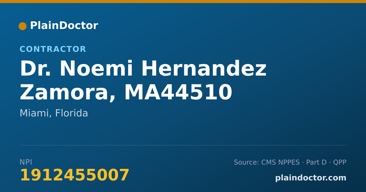 Shareable card for Noemi Hernandez Zamora, MA44510 - Contractor, Miami, FL