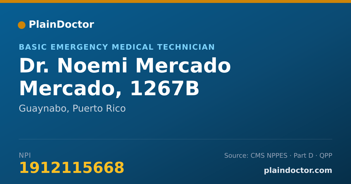 Shareable card for Noemi Mercado Mercado, 1267B - Basic Emergency Medical Technician, Guaynabo, PR