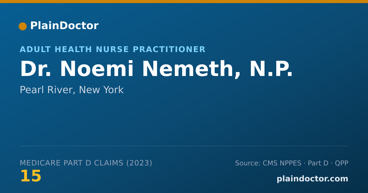 Shareable card for Noemi Nemeth, N.P. - Adult Health Nurse Practitioner, Pearl River, NY