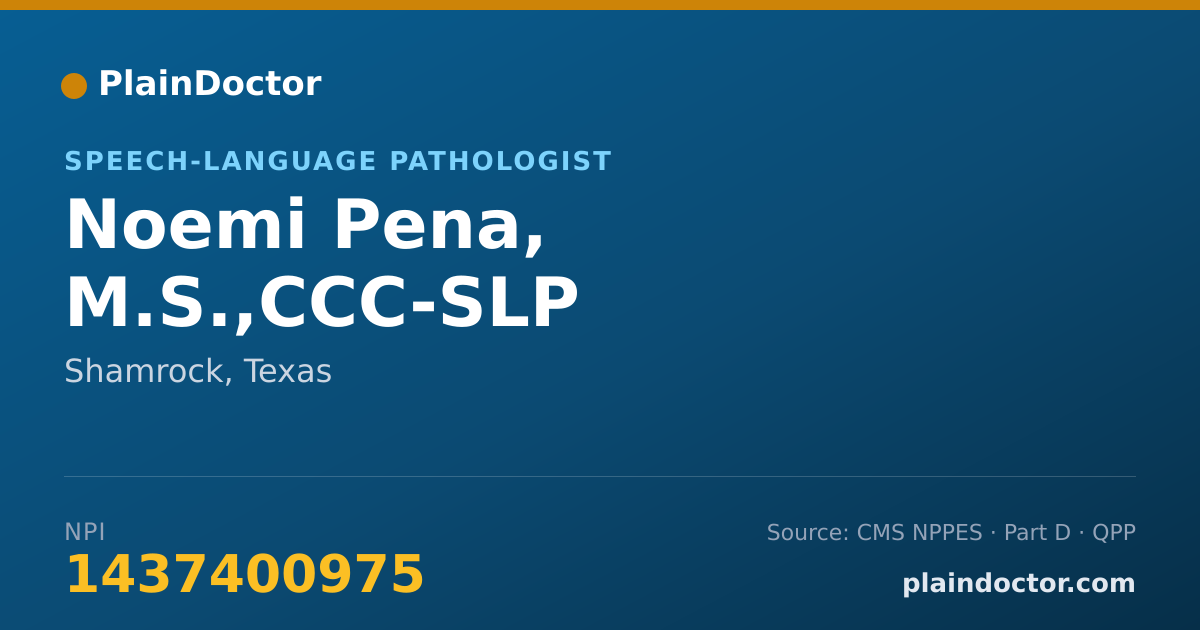Shareable card for Noemi Pena, M.S.,CCC-SLP - Speech-Language Pathologist, Shamrock, TX
