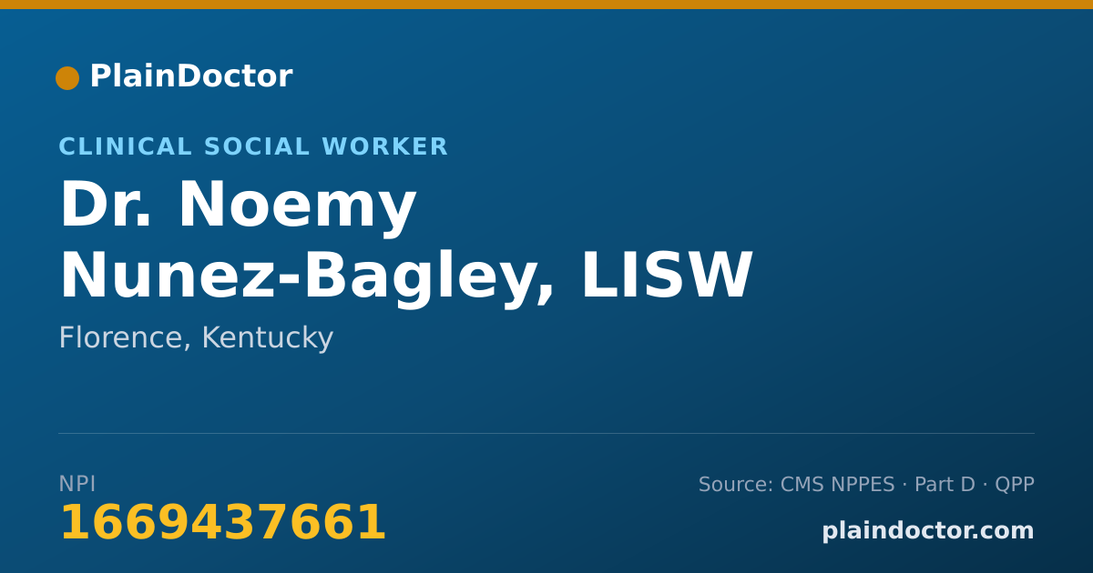 Shareable card for Noemy Nunez-Bagley, LISW - Clinical Social Worker, Florence, KY