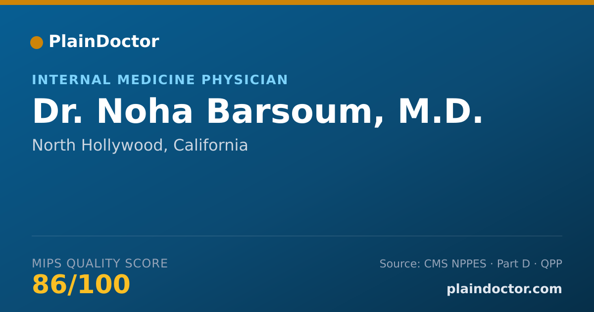 Shareable card for Noha Barsoum, M.D. - Internal Medicine Physician, North Hollywood, CA