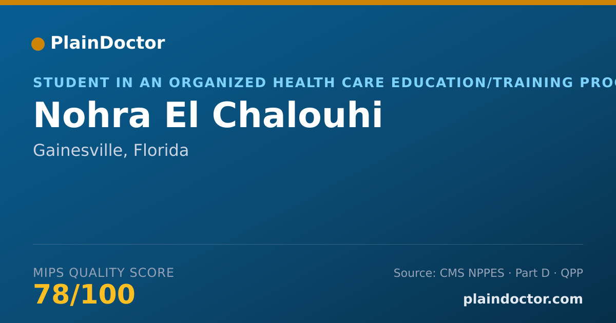 Shareable card for Nohra El Chalouhi - Student in an Organized Health Care Education/Training Program, Gainesville, FL